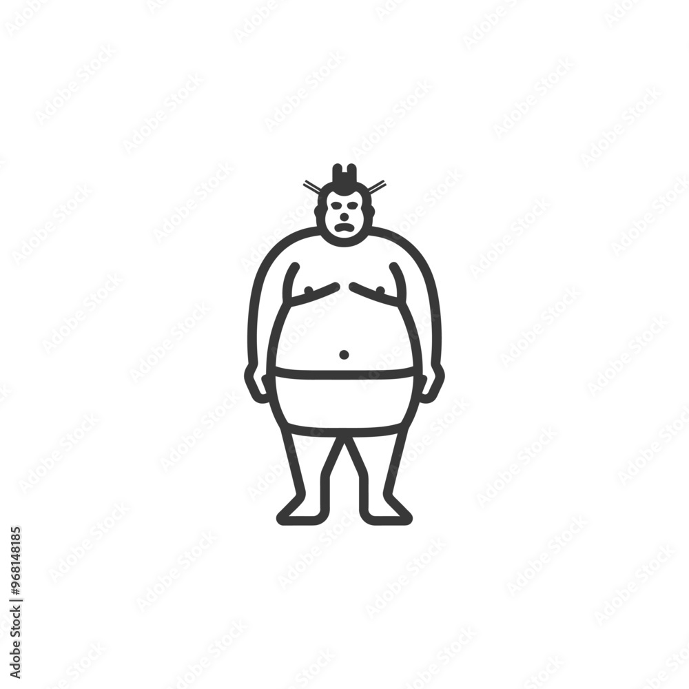 Line Drawing of a Sumo Wrestler with Topknot Line Drawing of a Sumo Wrestler with Topknot