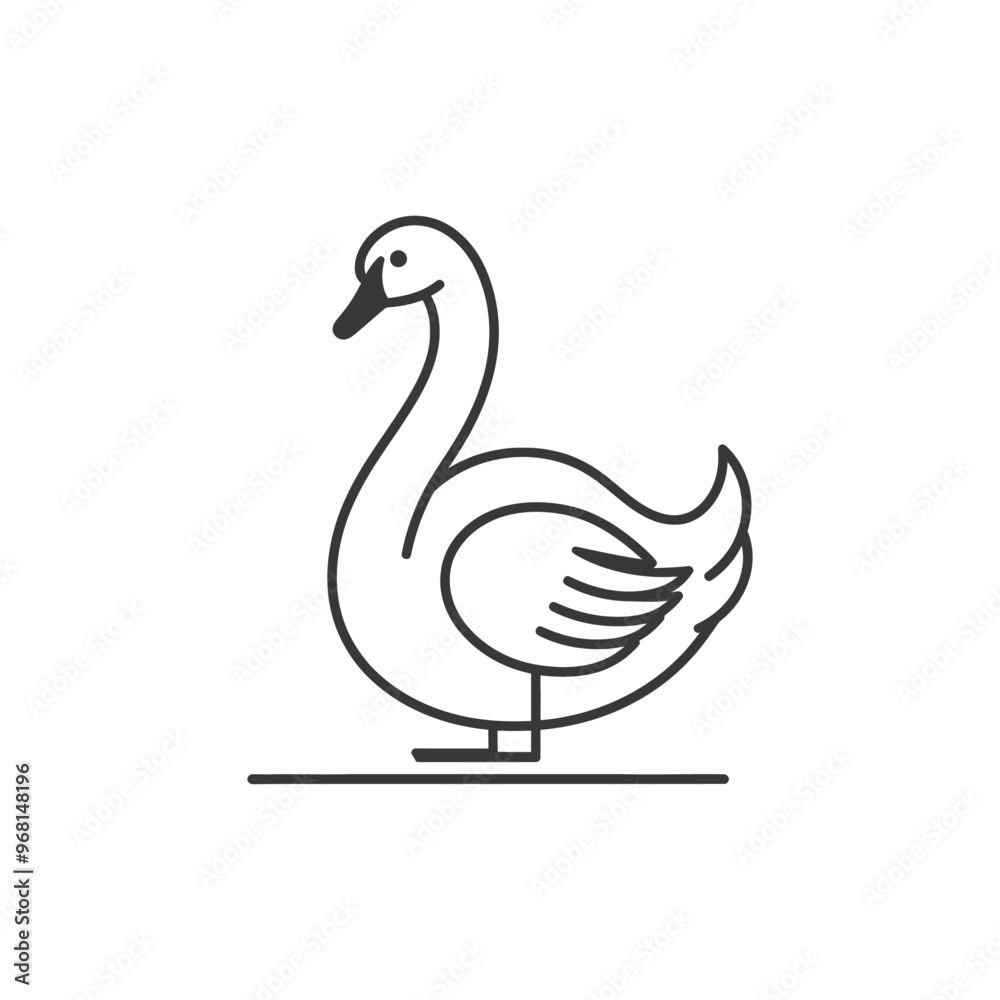 Line Drawing of a Swan with a Curved Neck Line Drawing of a Swan with a Curved Neck