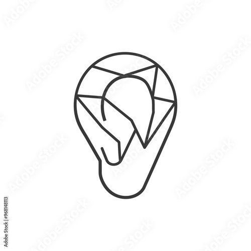 Line drawing of a stylized gem or jewel