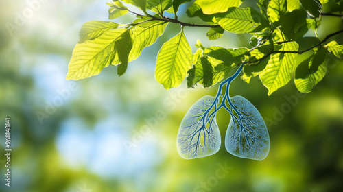 Trees are like the planet's lungs, cleaning the air. This picture shows a tree branch, reminding us of the importance of healthy lungs and how diseases like pneumonia and bronchitis can harm them. photo