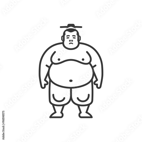 Line drawing of a sumo wrestler in a fighting stance