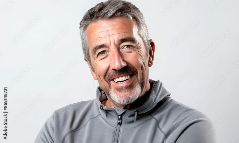 Handsome middle aged man with grey hair smiling and looking at camera. Handsome middle aged man with grey hair smiling and looking at camera.