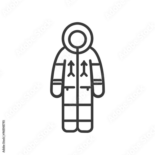 Line drawing of a winter jacket with a hood