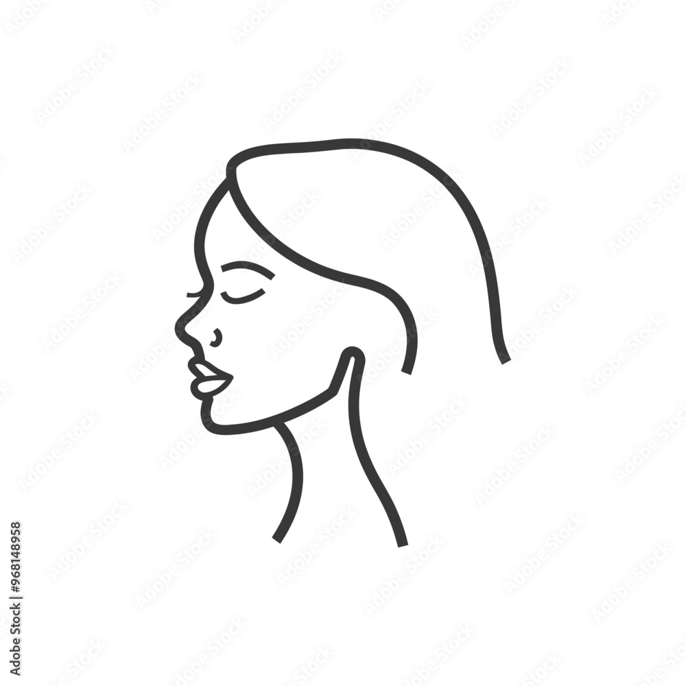 Line Drawing of a Womans Face in Profile Line Drawing of a Womans Face in Profile