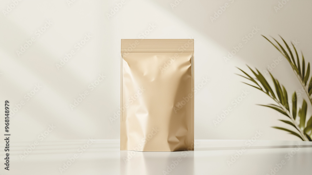 3D rendering of a blank brown kraft paper doypack stand-up Pouch mock-up on a white table with a cream background.
3D rendering of a blank brown kraft paper doypack stand-up Pouch mock-up on a white table with a cream background.