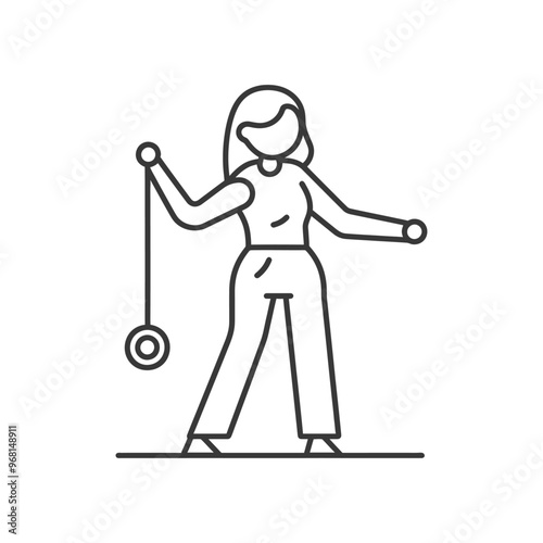 Line drawing of a woman playing with a yo yo photo