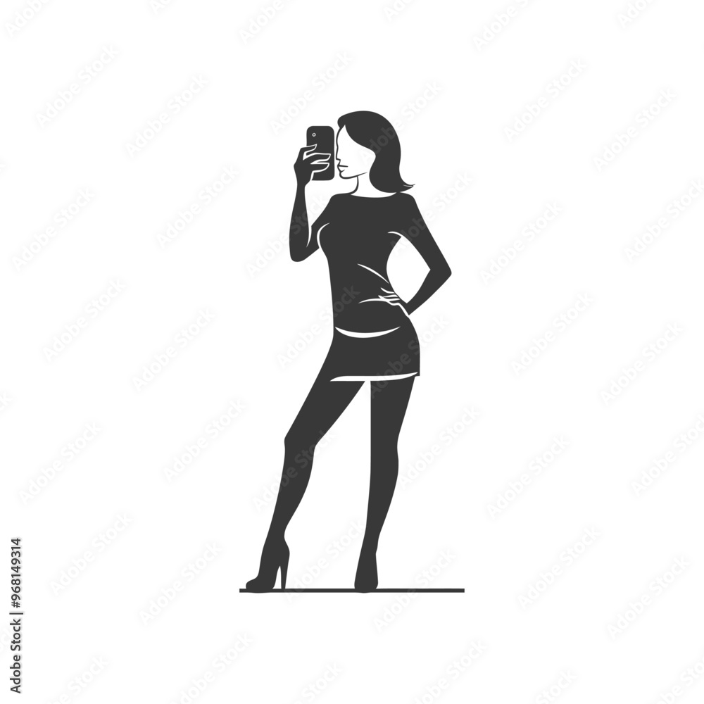 Silhouette of a Woman Taking a Selfie with a Smartphone Silhouette of a Woman Taking a Selfie with a Smartphone