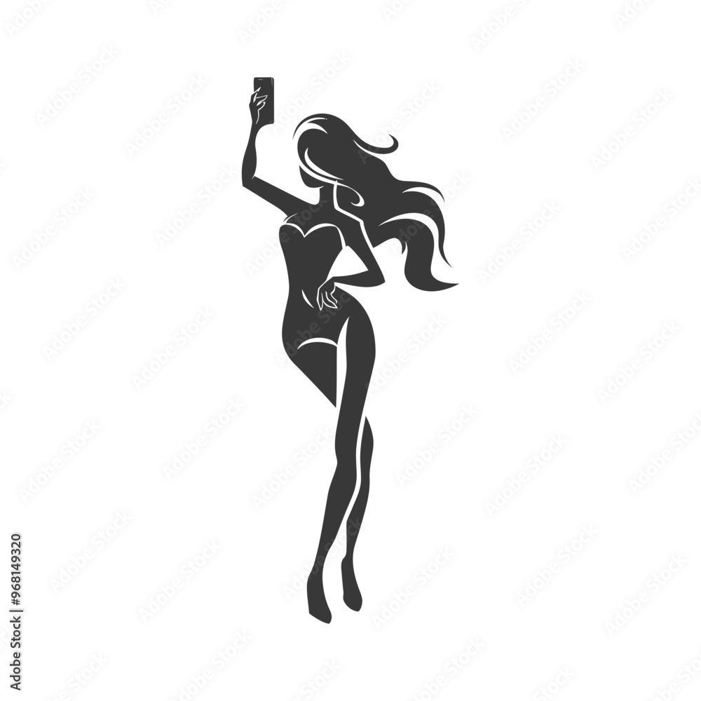 Silhouette of a Woman Taking a Selfie Silhouette of a Woman Taking a Selfie