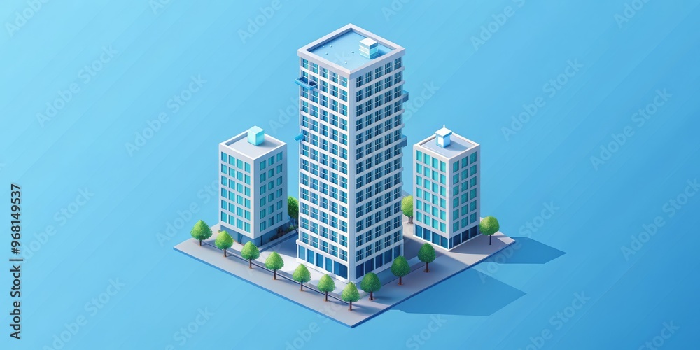Isometric Cityscape with Tall Building and Sidewalk, Digital Illustration, City Buildings, Urban Landscape, 3D Art, Cityscape, Skyscraper Isometric Cityscape with Tall Building and Sidewalk, Digital Illustration, City Buildings, Urban Landscape, 3D Art, Cityscape, Skyscraper