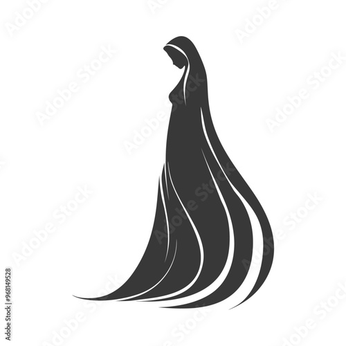 Silhouette of a woman wearing a flowing dress