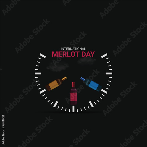 International merlot day, merlot day creative ads. Design for banner, poster, and 3D Illustration.