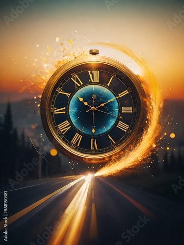 time lapse of the clock on the city photo