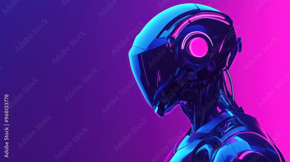 Futuristic Cyborg with Neon Lighting Futuristic Cyborg with Neon Lighting