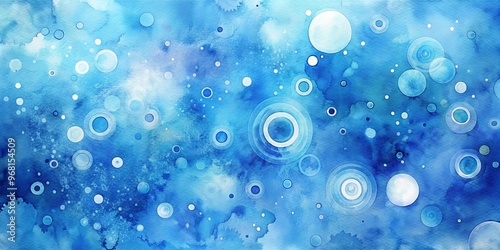 Wallpaper Mural Watercolor Abstract with Blue and White Circles, Abstract, Watercolor, Circles Torontodigital.ca