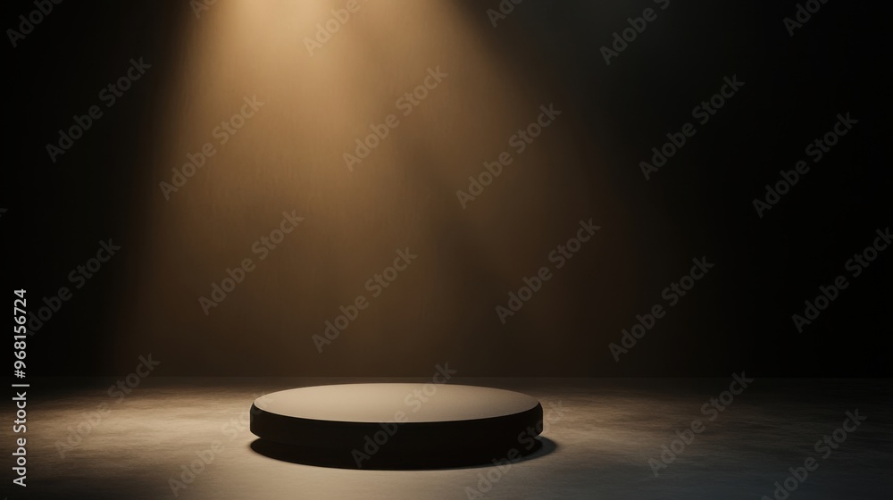 Minimalist Black Podium with Golden Light Minimalist Black Podium with Golden Light