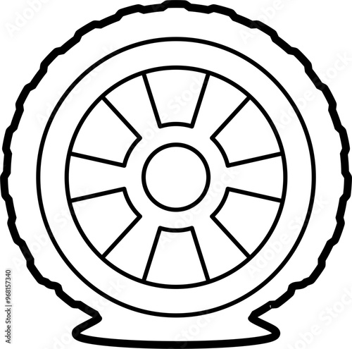Flat tire illustration outline vector
