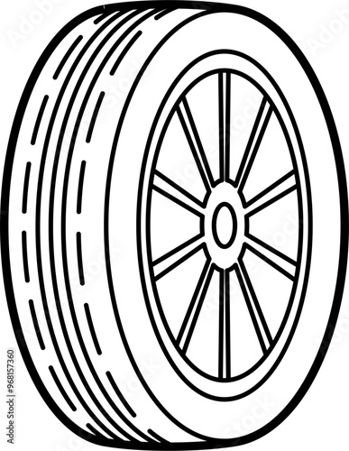 Car tire illustration outline vector