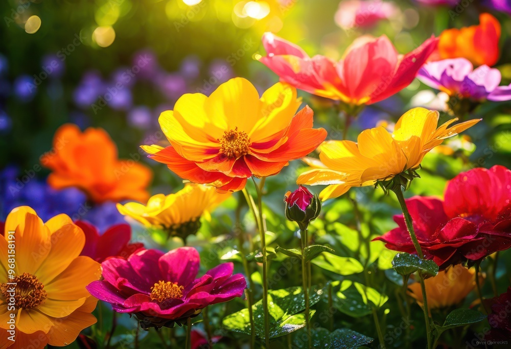 colorful flower blooms celebrating seasonal renewal bright petals lush greenery vibrant garden setting, flora, blossom, growth, landscape, botanical, beauty colorful flower blooms celebrating seasonal renewal bright petals lush greenery vibrant garden setting, flora, blossom, growth, landscape, botanical, beauty