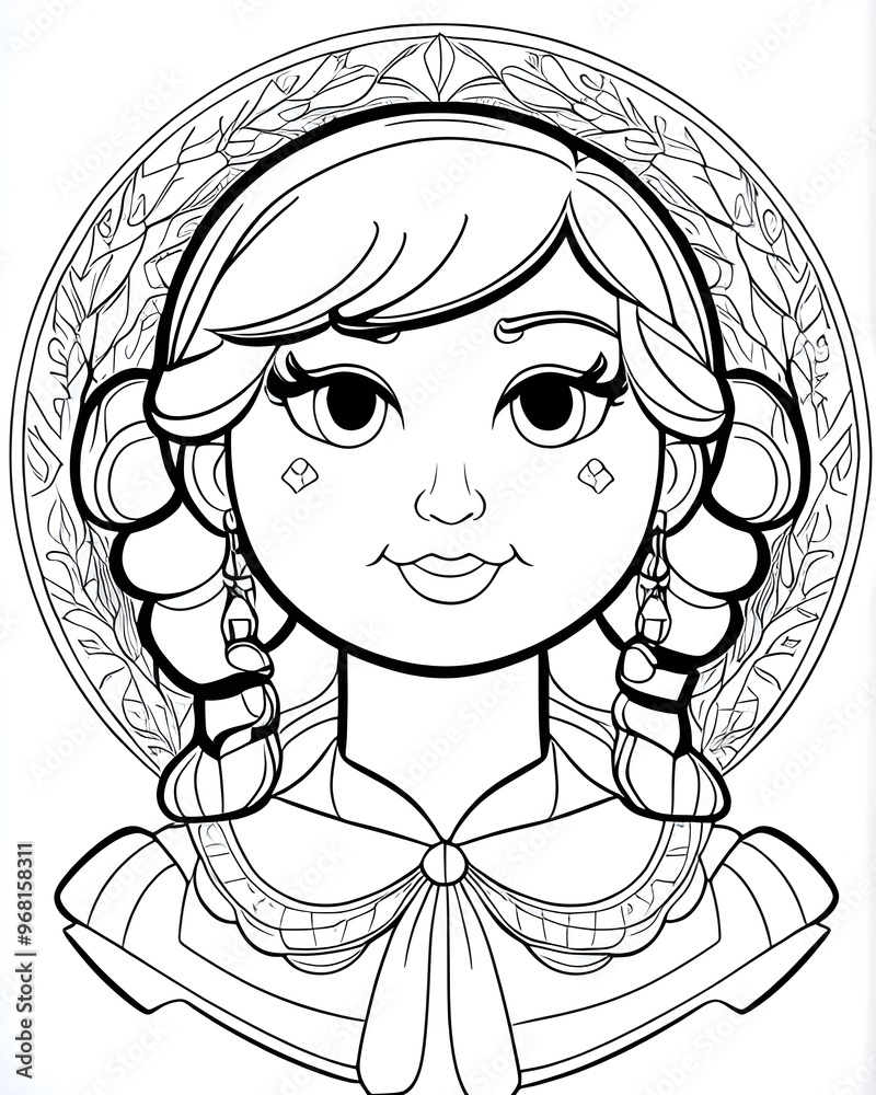 Black and White Cartoon Illustration of a Girl Fairy Tale Character Coloring Book Black and White Cartoon Illustration of a Girl Fairy Tale Character Coloring Book