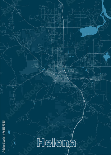 Helena, Montana, USA artistic blueprint map poster