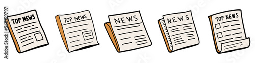 Newspaper icons set. News paper sign isolated on white background. Concept of news, media, and journalism as well as personal news. Vector illustration.