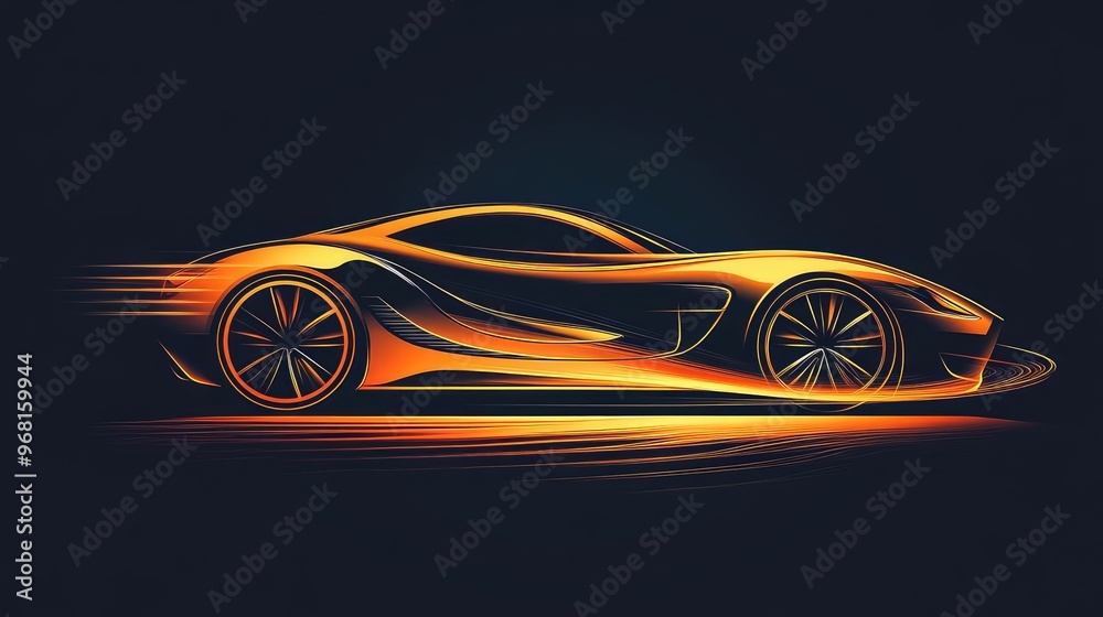 Fototapeta premium Sleek Abstract Car Logo in Side Profile with Flowing Lines Suggesting Speed and Elegance