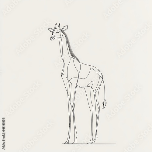 A minimalist line drawing of a giraffe.