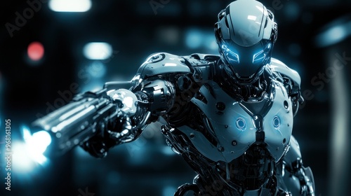Futuristic Robot with Weapon