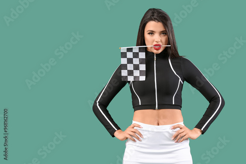 Sexy young woman with racin...