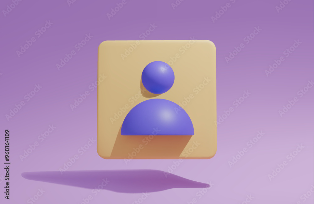 3D rendering of the user's icon in a yellow frame on a pink isolated background. Vector illustration EPS 10 3D rendering of the user's icon in a yellow frame on a pink isolated background. Vector illustration EPS 10