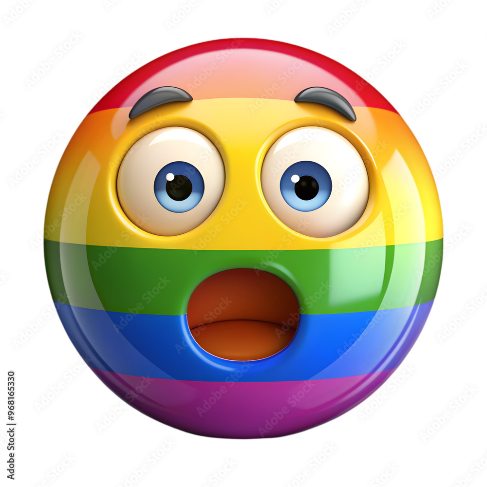 shocked emoticon with rainbow flag colors isolated on transparent background shocked emoticon with rainbow flag colors isolated on transparent background