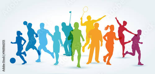 Sports, set of athletes of various sports disciplines