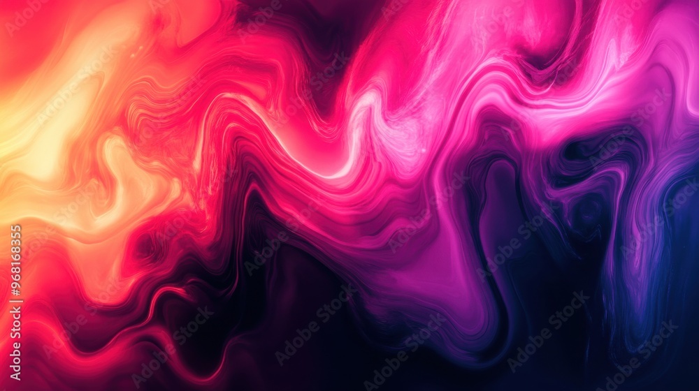 A blurry background, a digital painting, abstract illusionism, plum red, ebony black, creamy white, and hot pink, gradient and patterns wallpaper, grainy poster art, sapphire blue and golden orange