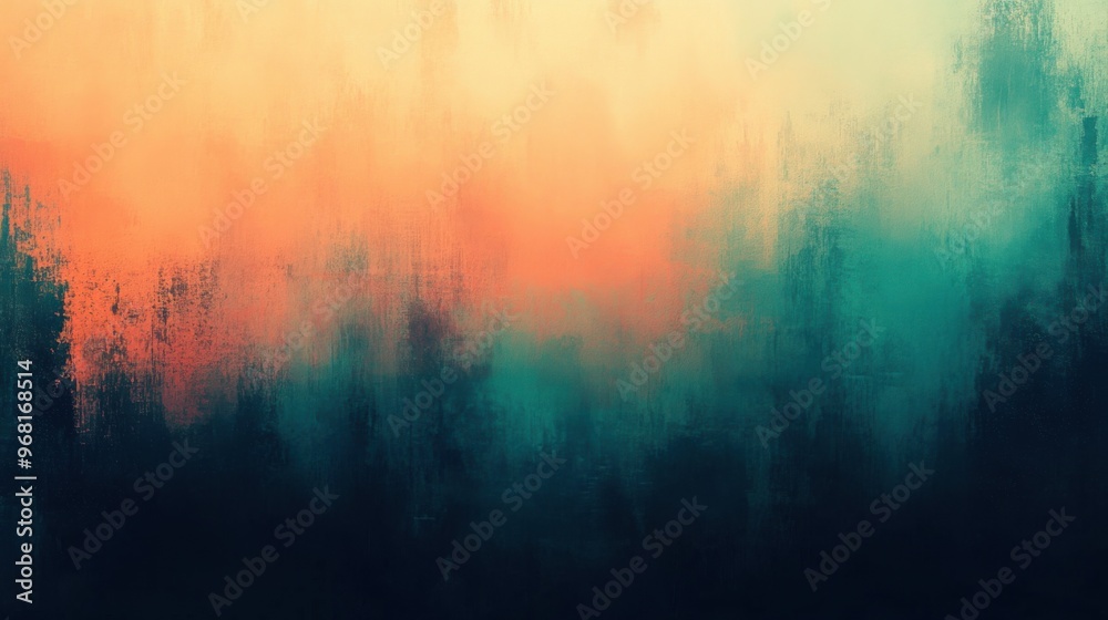 A blurry background, a digital painting, abstract illusionism, teal green, charcoal black, cream beige, and hot pink, gradient and patterns wallpaper, grainy poster art, ocean blue and sunset orange A blurry background, a digital painting, abstract illusionism, teal green, charcoal black, cream beige, and hot pink, gradient and patterns wallpaper, grainy poster art, ocean blue and sunset orange