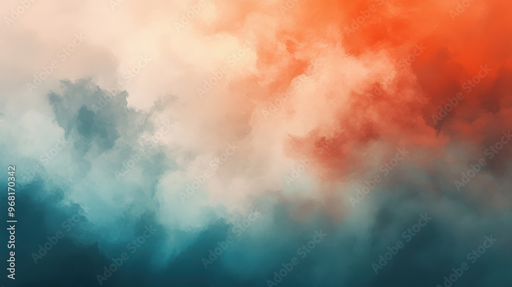 A blurry background, a digital painting, abstract illusionism, pastel blue, dark gray, off-white, and fiery orange, gradient and patterns wallpaper, grainy poster art, mint green and bright red A blurry background, a digital painting, abstract illusionism, pastel blue, dark gray, off-white, and fiery orange, gradient and patterns wallpaper, grainy poster art, mint green and bright red