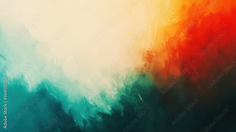 A blurry background, a digital painting, abstract illusionism, emerald green, steel blue, sandy beige, and blazing red, gradient and patterns wallpaper, grainy poster art, sea green and burnt orange A blurry background, a digital painting, abstract illusionism, emerald green, steel blue, sandy beige, and blazing red, gradient and patterns wallpaper, grainy poster art, sea green and burnt orange