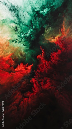 Wallpaper Mural Abstract red and green ink cloud in dark water, artistic background. Creative art and emotion concept Torontodigital.ca