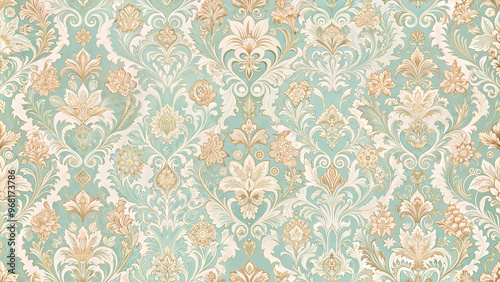 Seamless wallpaper texture with vintage patterns in pastel colors and soft lighting