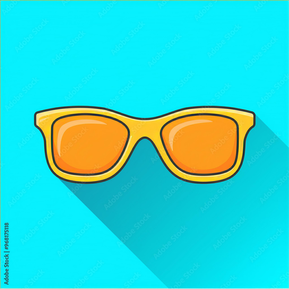 Vector Sunglasses Icon. Yellow sunglasses on blue background Vector Sunglasses Icon. Yellow sunglasses on blue background