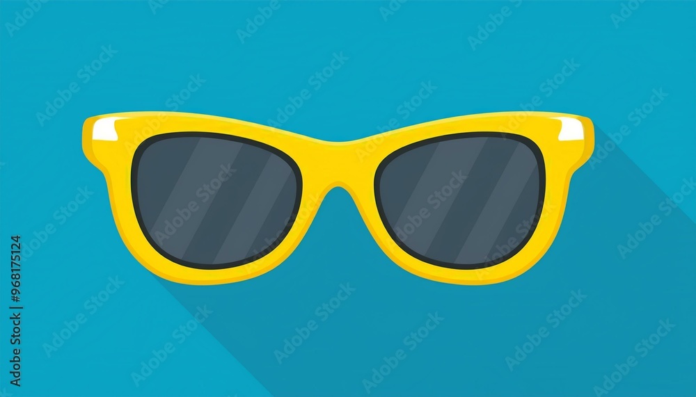 Vector Sunglasses Icon. Yellow sunglasses on blue background Vector Sunglasses Icon. Yellow sunglasses on blue background