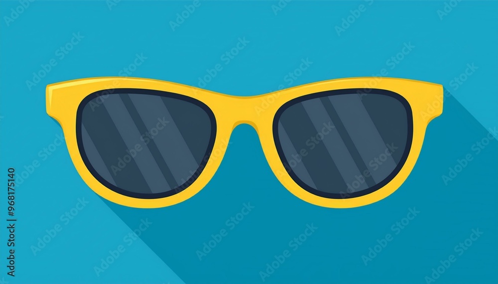 Vector Sunglasses Icon. Yellow sunglasses on blue background Vector Sunglasses Icon. Yellow sunglasses on blue background