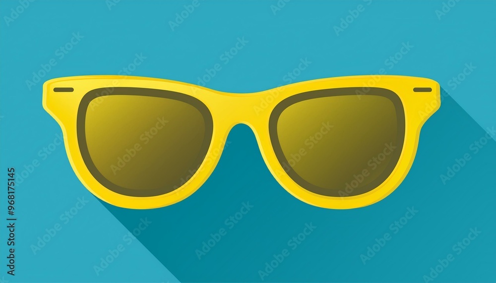 Vector Sunglasses Icon. Yellow sunglasses on blue background Vector Sunglasses Icon. Yellow sunglasses on blue background