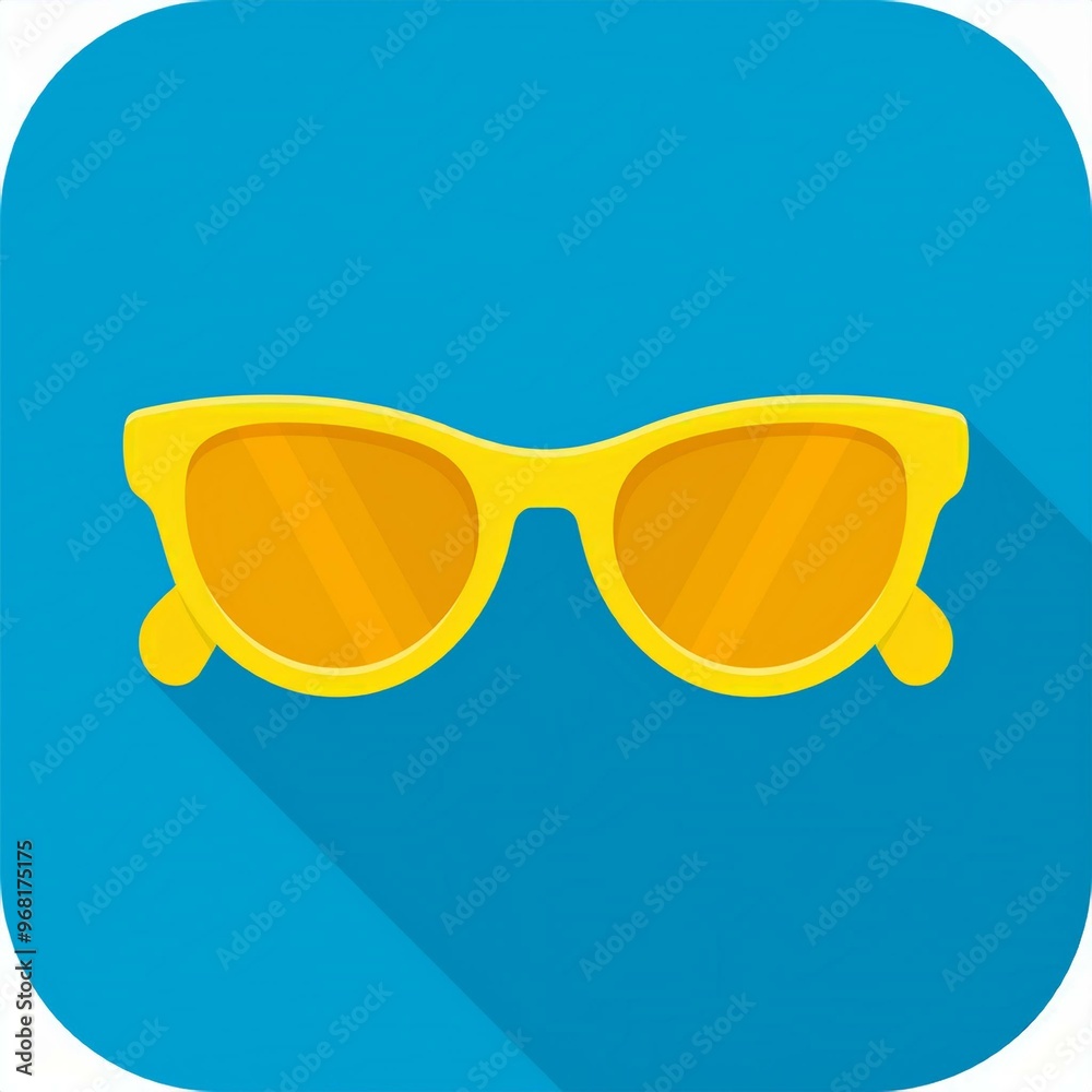 Vector Sunglasses Icon. Yellow sunglasses on blue background Vector Sunglasses Icon. Yellow sunglasses on blue background