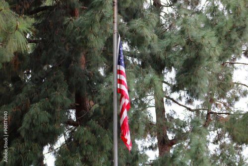 Photography USA american flag on pole