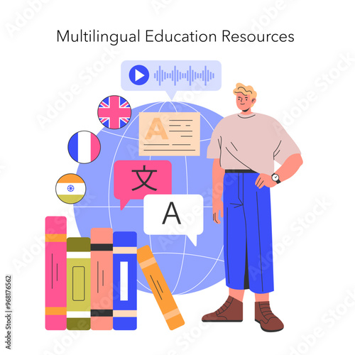 Knowledge For All. Flat Vector Illustration