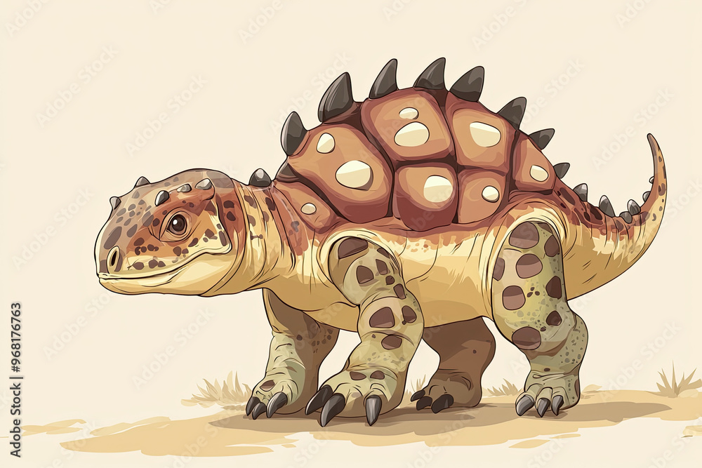 A cartoon style illustration of an Ankylosaurus with unique design A cartoon style illustration of an Ankylosaurus with unique design