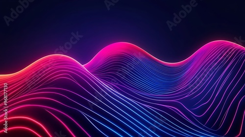 Abstract Background with glowing curves. Shiny mowing lines design element. Modern colorful gradient design for banner, ads and presentation. Futuristic technology concept. Generative Ai