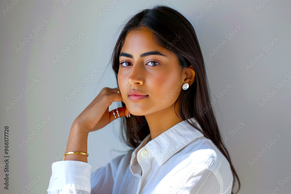 30 year old beautiful modern indian woman in office environment, dressed in white shirt, wearing ring, bangle, earrings, jewellery photoshoot 30 year old beautiful modern indian woman in office environment, dressed in white shirt, wearing ring, bangle, earrings, jewellery photoshoot