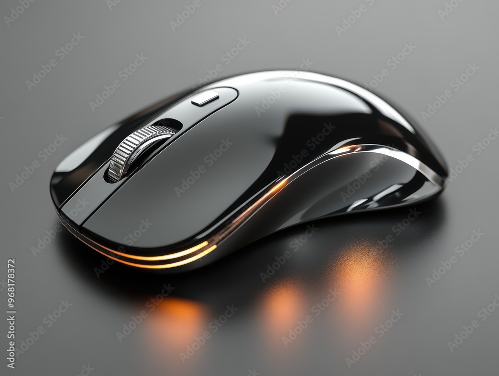 A sleek black gaming mouse captures attention with its modern design and glowing accents A sleek black gaming mouse captures attention with its modern design and glowing accents