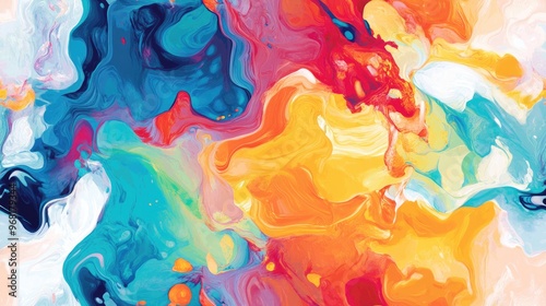 Abstract artwork featuring a vibrant array of colors that blend harmoniously to form an indistinct composition